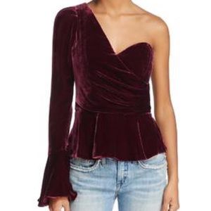 Parker NAVY one shoulder velvet top